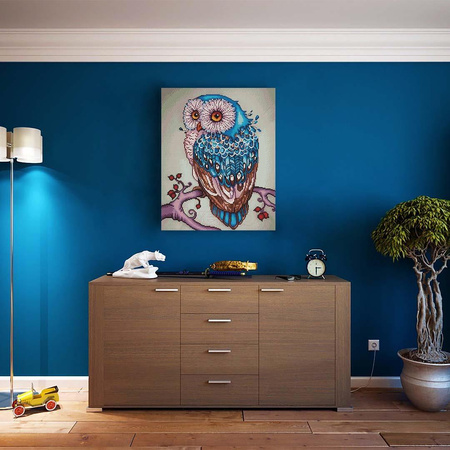 5D Eule auf einem Ast Diamantmosaik 40x50 cm