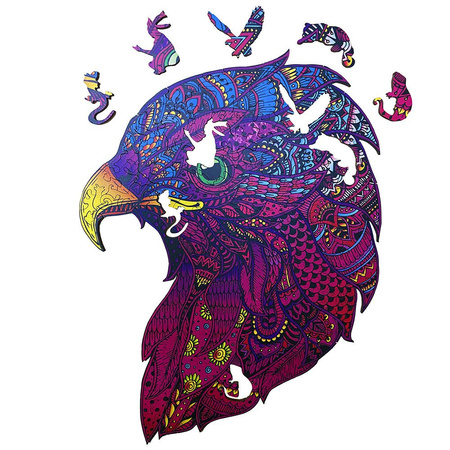 Holzpuzzle Der Freiheitsfalke mit tierischen Elementen 152 stk. 34x25cm