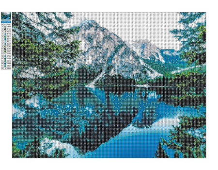 Diamant-Stickerei ohne Rahmen, Paradiessee in den Bergen, 30 x 40, Diamant-Mosaik 5D