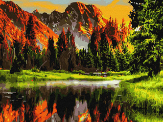 Diamantstickerei ohne Rahmen Berglandschaft 30x40 Diamantmosaik 5D