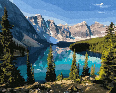 Die Schönheit des Bergsees 40x50 Malen nach Zahlen