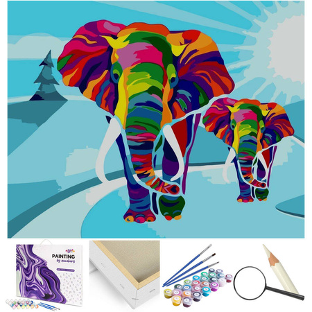Bunte Elefanten Einfache Malerei nach Zahlen