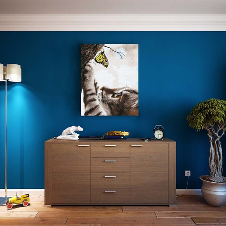 Kätzchen und Schmetterling Malen Nach Zahlen