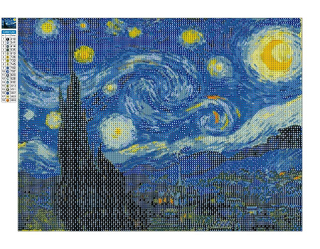 Diamant-Stickerei, rahmenlos, Van Gogh Sternennacht, 30 x 40, Diamant-Mosaik 5D