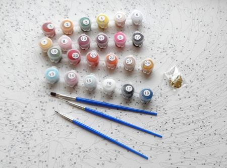 Sonnenuntergang über einem 50x65 Lavendelfeld, das durch Zahlen malt