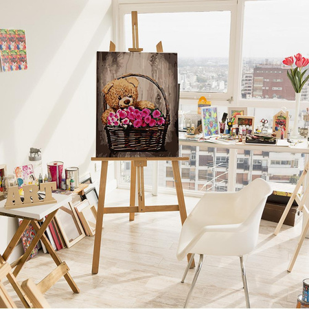 Teddybär mit Blumen Malen nach Zahlen