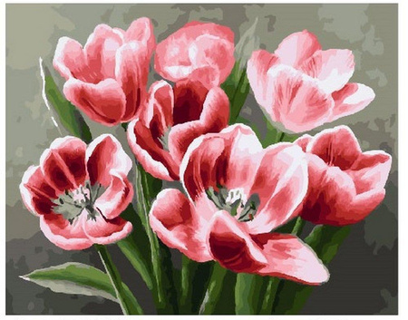 Rote Tulpen, die durch Zahlen malen