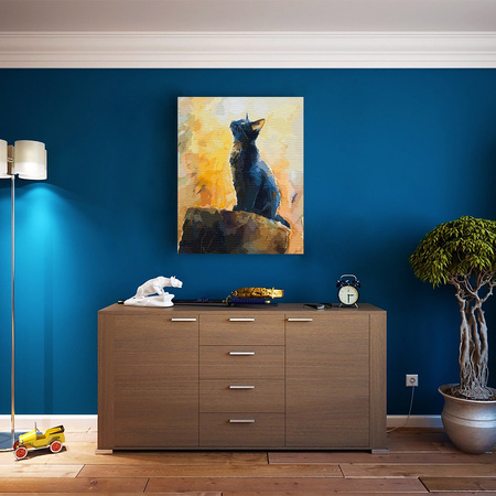 Schwarze Katze im goldenen Licht Malen Nach Zahlen