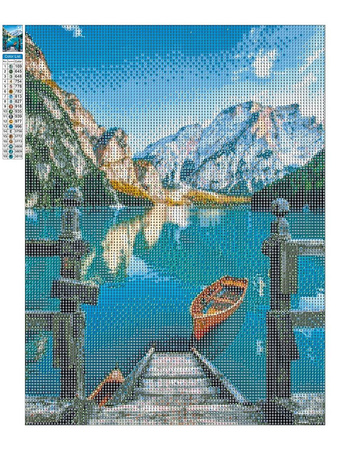 Diamantstickerei ohne Rahmen Boot auf dem See 30x40 Diamantmosaik 5D