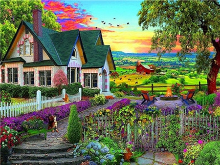 Haus auf dem Land 30x40cm Malen nach Zahlen