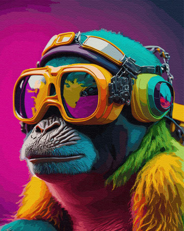 Bunter Affe mit futuristischer Brille Malen Nach Zahlen