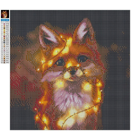 Diamantstickerei ohne Rahmen Fuchs 30x30 Diamantmosaik 5D