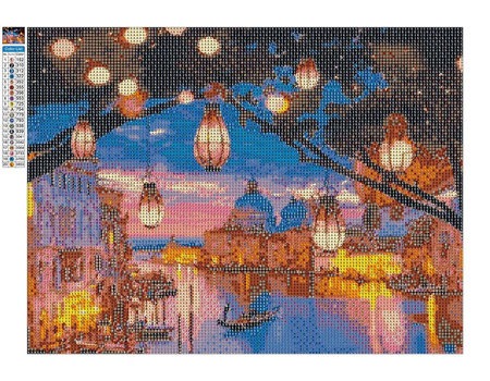 Diamant-Stickerei, rahmenlos, Venedig-Nachtlichter, 30 x 40, Diamant-Mosaik, 5D