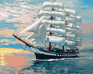 Segelschiff im Ozean Malen nach Zahlen