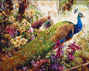 Pfauen in Blumen Malen Nach Zahlen