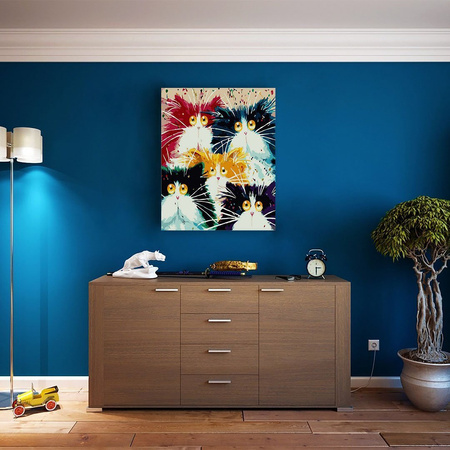 Fünf bunte Katzen Malen Nach Zahlen