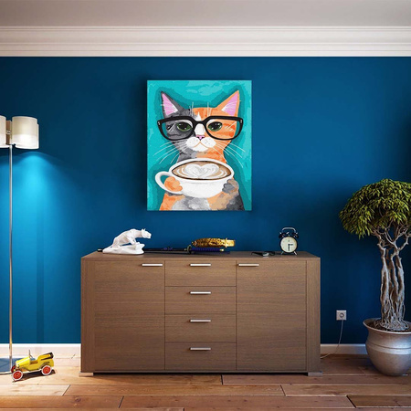 Katze und Latte Macchiato Malen Nach Zahlen