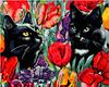 Katzen in Tulpen Malen nach Zahlen