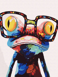 Diamantstickerei ohne Rahmen Frosch mit Brille 30x40 Diamantmosaik 5D