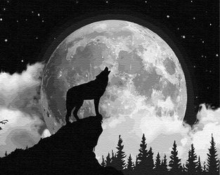 Wolf und Mond Malen Nach Zahlen