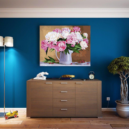 Stillleben von Pfingstrosen Malen nach Zahlen