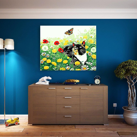 Katze und Schmetterling Malen nach Zahlen