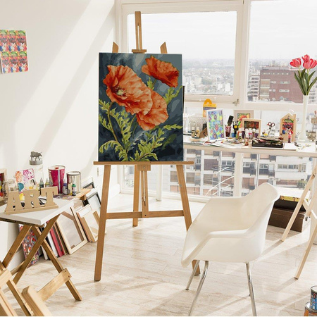 Zarte Mohnblumen, die nach Zahlen malen