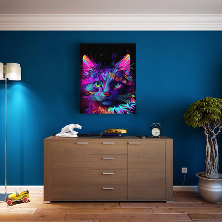 Neonporträt einer Katze Malen Nach Zahlen