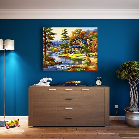 Waldhaus am Fluss Malen Nach Zahlen