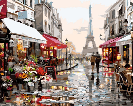 5D Paar in Paris Diamantmosaik 40x50 cm