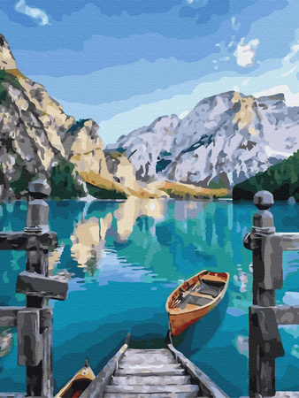 Diamantstickerei ohne Rahmen Boot auf dem See 30x40 Diamantmosaik 5D