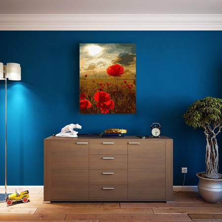 Mohnblumen Malen nach Zahlen ohne Rahmen